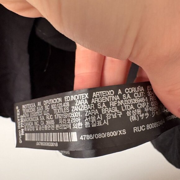 Zara Linen Off Shoulder Button Up Mini Puff Sleeve Dress Black Size XS - Picture 8 of 9